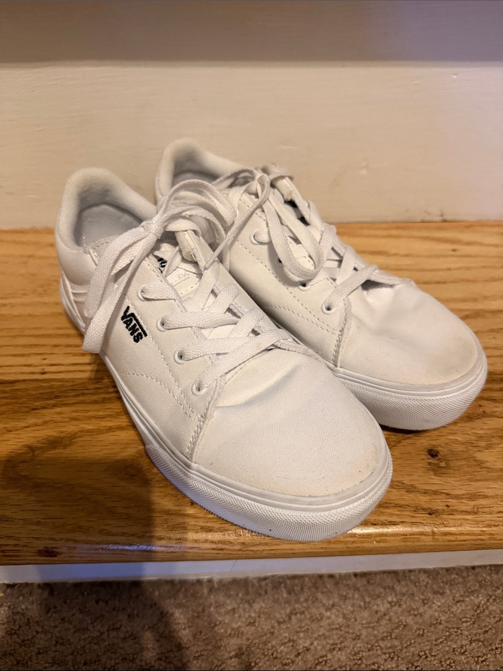 Vans Kids White Low-Top Canvas Sneakers